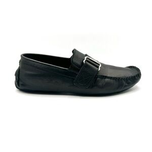 RUDSAK BLACK LEATHER  LOAFER ADJUSTABLE STRAP BLACK MOCASSINS MEN SIZE 41